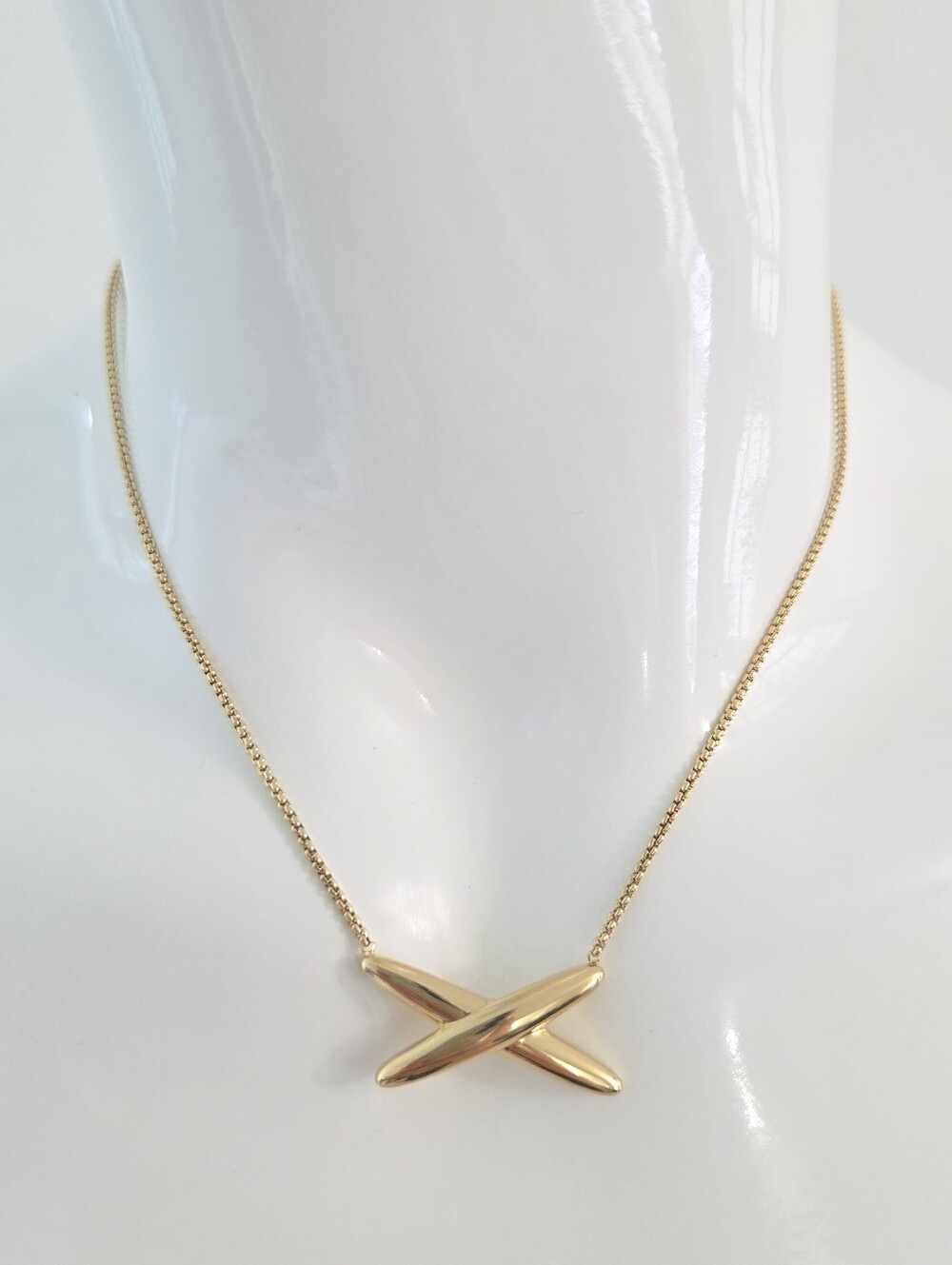 Gold Crisscross X Pendant Necklace Dainty Minimalist Chain Jewelry - Picture 16 of 16